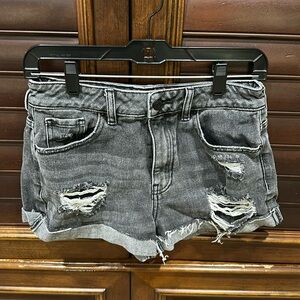 Pacsun black denim distressed shorts size 27